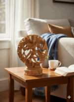 estatua de madera natraj sobre mesa