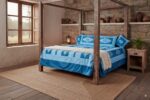 conjunto de seda azul para cama doble