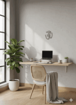 ohm de metal decorando espacio trabajo