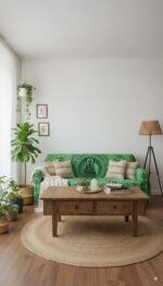 tapiz de algodon de ohm y budha sobre sofa