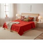 cubrecama rojo de algodon con espejitos