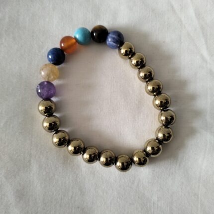 Pulsera 7 Chakras y Pirita Dorada 4