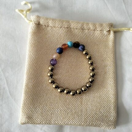 Pulsera 7 Chakras y Pirita Dorada 1