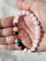 Pulsera 7 chakras y cuarzo rosa 2